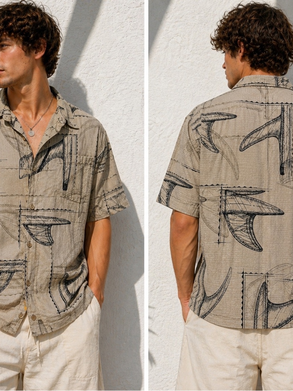 Quiksilver Waterman Collection Men's XL Cotton Graphic Print Shirt #surf#coastal